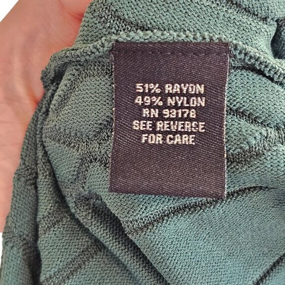 Catherine Malandrino Green Raised Graphic Knit Style Dress Sz L - Picture 9 of 10